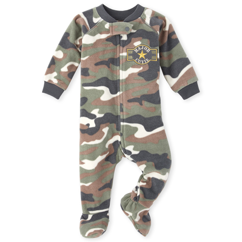 Baby And Toddler Boys Long Sleeve Camo Fleece Footed One Piece Pajamas