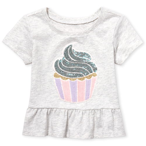 

s Baby And Toddler Embellished Peplum Top - Gray - The Children's Place