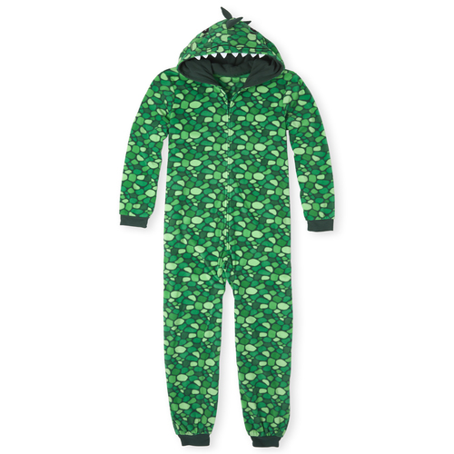 

Unisex Adult Matching Family Dino Fleece One Piece Pajamas - Green - The Children' Place