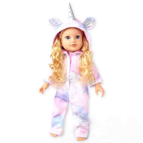 

s Doll Mommy And Me Halloween Costume Unicorn Rainbow Fleece One Piece Pajamas - White - The Children's Place