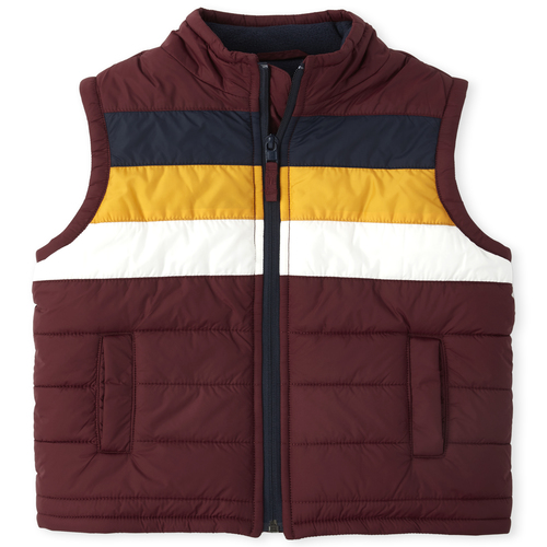 

Boys Boys Colorblock Puffer Vest - Red - The Children's Place