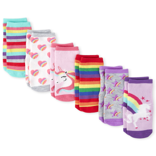 

s Toddler Rainbow Unicorn Midi Socks 6-Pack - Multi - The Children's Place