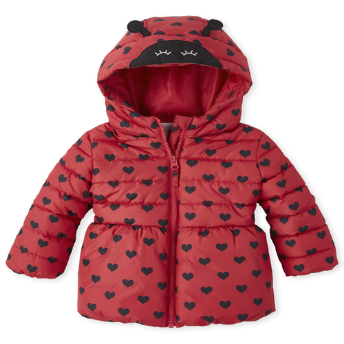 

s Toddler Little Love Bug Heart Puffer Jacket - Red - The Children's Place