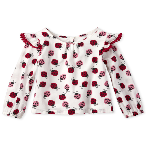 

s Baby And Toddler Little Love Bug Ruffle Top - White - The Children's Place