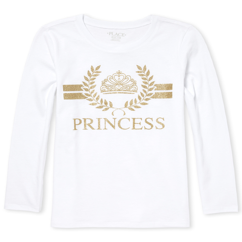 

Girls Glitter Princess Graphic Tee - White T-Shirt - The Children's Place