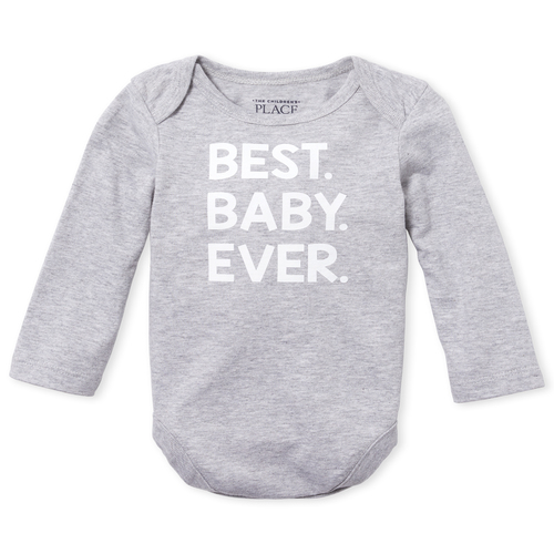 

Newborn Unisex Baby Best Baby Graphic Bodysuit - Gray - The Children's Place