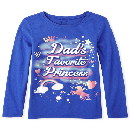 

s Glitter Dad's Princess Graphic Tee - Blue T-Shirt - The Children's Place