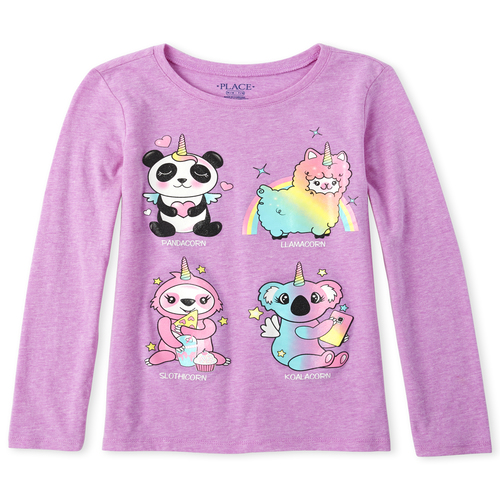 

s Glitter Llamacorn Graphic Tee - Purple T-Shirt - The Children's Place