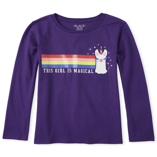 

s Glitter Llamacorn Graphic Tee - Purple T-Shirt - The Children's Place