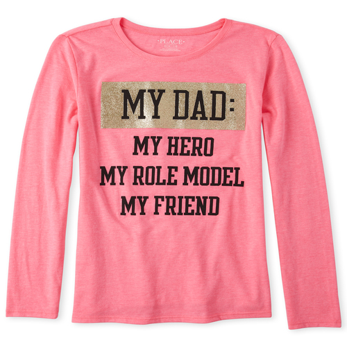 

Girls Glitter Dad Graphic Tee - Pink T-Shirt - The Children's Place