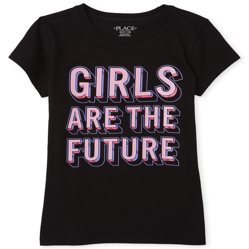 

s Glitter Future Graphic Tee - Black T-Shirt - The Children's Place