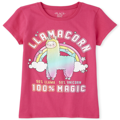 

Girls Glitter Llamacorn Graphic Tee - Pink T-Shirt - The Children's Place