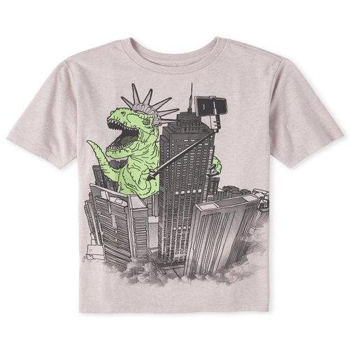 

s Boys Dino Selfie Graphic Tee - Brown T-Shirt - The Children's Place