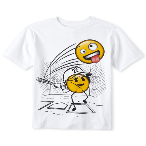 

Boys Boys Emoji Baseball Graphic Tee - White T-Shirt - The Children's Place