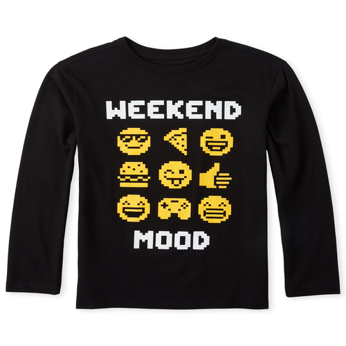 

Boys Boys Emoji Weekend Graphic Tee - Black T-Shirt - The Children's Place