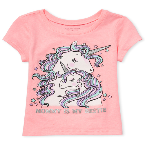 

s Baby And Toddler Glitter Mommy Unicorn Graphic Tee - Pink T-Shirt - The Children's Place