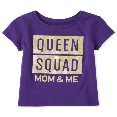 

s Baby And Toddler Glitter Mom Squad Graphic Tee - Purple T-Shirt - The Children's Place