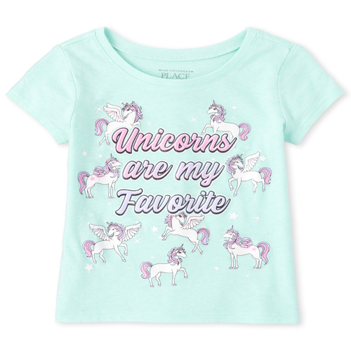 

s Baby And Toddler Glitter Unicorns Graphic Tee - Green T-Shirt - The Children's Place