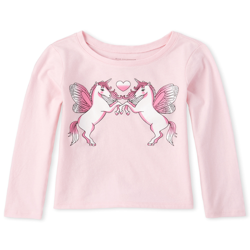 

s Baby And Toddler Glitter Unicorn Butterfly Graphic Tee - Pink T-Shirt - The Children's Place