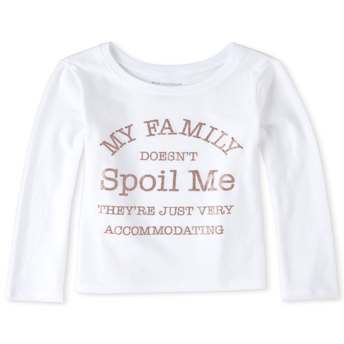 

s Baby And Toddler Glitter Family Spoils Me Graphic Tee - White T-Shirt - The Children's Place