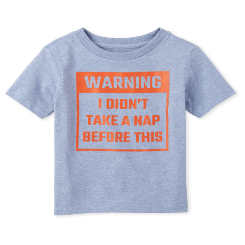 

s Baby And Toddler Boys Warning Graphic Tee - Blue T-Shirt - The Children's Place