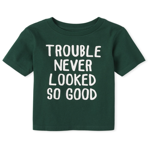 

s Baby And Toddler Boys Trouble Graphic Tee - Green T-Shirt - The Children's Place