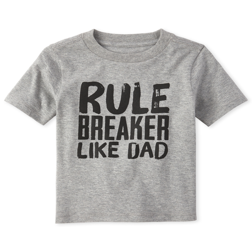 

s Baby And Toddler Boys Rule Breaker Like Dad Graphic Tee - Gray T-Shirt - The Children's Place