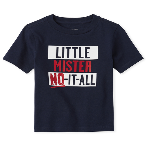 

s Baby And Toddler Boys No It All Graphic Tee - Blue T-Shirt - The Children's Place