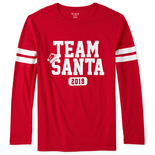 

s Unisex Adult Matching Family Team Santa Graphic Tee - Red T-Shirt - The Children's Place