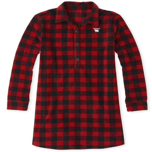 

s Womens Matching Family Buffalo Plaid Fleece Nightgown - Red - The Children's Place