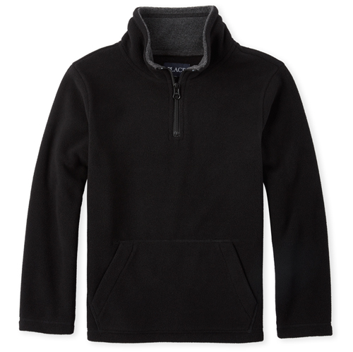 black fleece half zip pullover