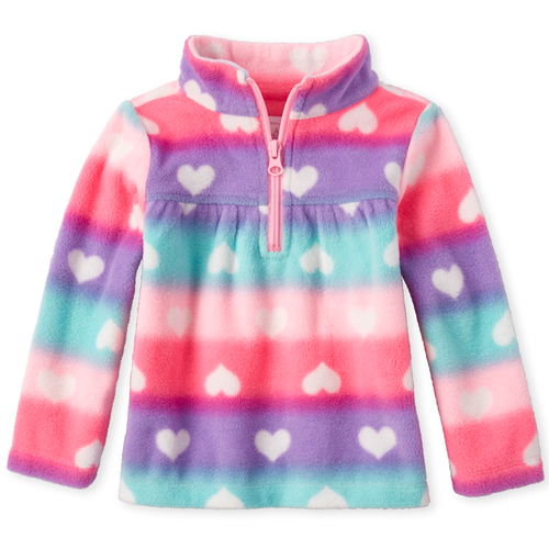 

s Toddler Print Fleece Half Zip Pullover - Pink - The Children's Place