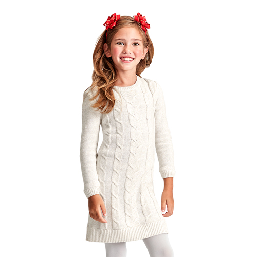 

Girls Cable Knit Matching Sweater Dress - White - The Children's Place