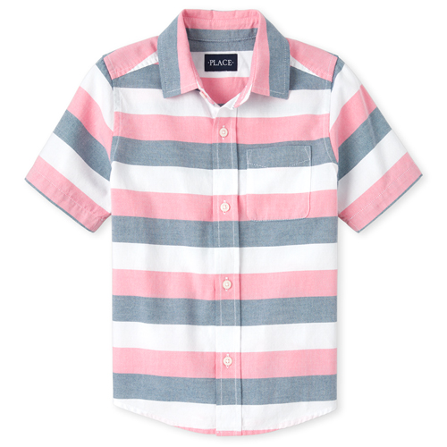 

Boys Boys Striped Oxford Matching Button Down Shirt - Pink - The Children's Place