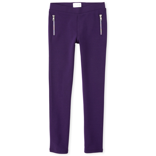 

Girls Zip Ponte Knit Pull On Jeggings - Purple - The Children's Place