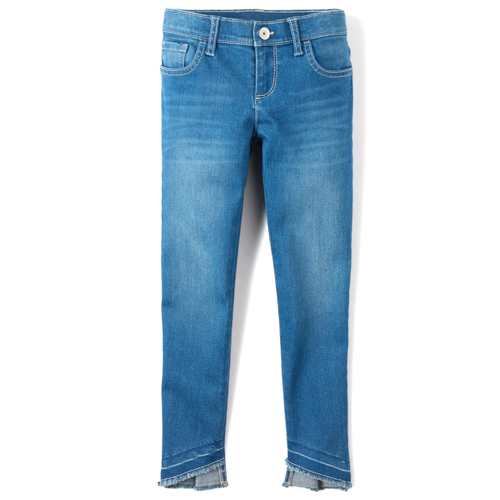 

s Asymmetrical Let Down Hem Super Skinny Jeans - Denim - The Children's Place