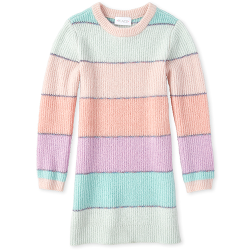 

Girls Glitter Striped Sweater Dress - Multi - The Children's Place