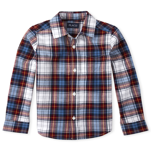 

s Boys Plaid Poplin Matching Button Down Shirt - Red - The Children's Place