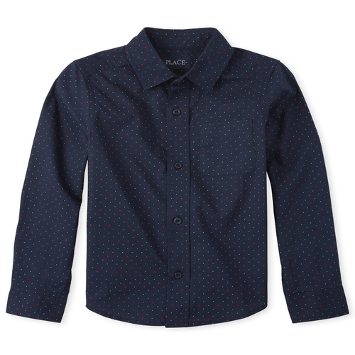 

Boys Boys Dot Poplin Matching Button Down Shirt - Blue - The Children's Place