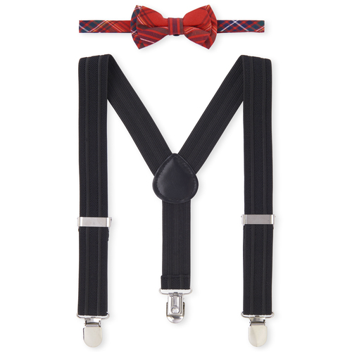 

s Toddler Boys Plaid Matching Bow Tie And Suspenders Set - Red - The Children's Place