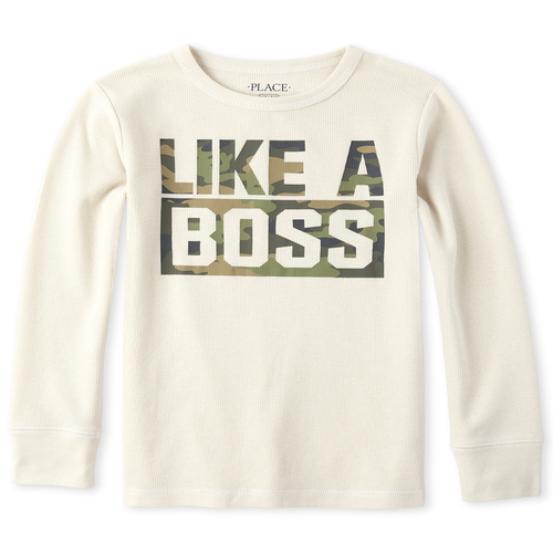 

Boys Boys Graphic Thermal Top - Tan - The Children's Place