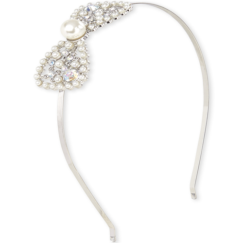 

Girls Rhinestud Pearl Bow Metal Headband - Metallic - The Children's Place