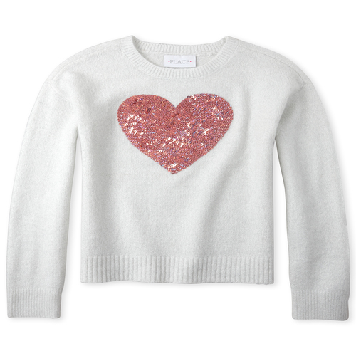 

Girls Sequin Metallic Sweater - White - The Children's Place