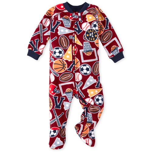 

s Baby And Toddler Boys Sports Fleece One Piece Pajamas - Red - The Children's Place