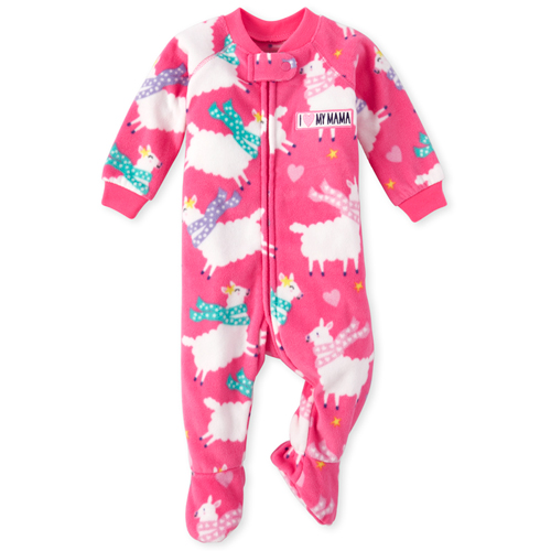 

s Baby And Toddler Mama Llama Fleece One Piece Pajamas - Pink - The Children's Place