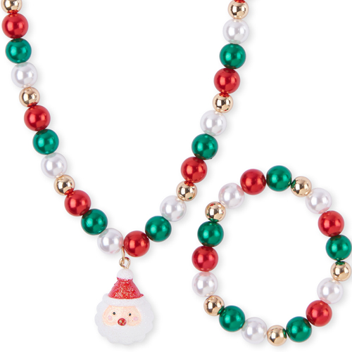 

Girls Glitter Santa Claus Beaded Necklace And Bracelet Set - Multi - The Children's Place