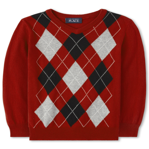 

s Baby And Toddler Boys Argyle Matching V-Neck Sweater - Red - The Children's Place