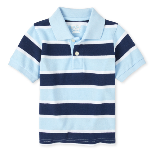 

s Baby And Toddler Boys Striped Matching Pique Polo - Blue - The Children's Place