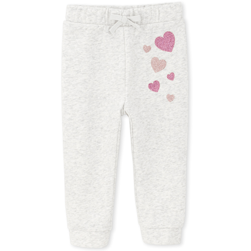 

Baby Girls Baby And Toddler Glitter French Terry Jogger Pants - Gray - The Children's Place