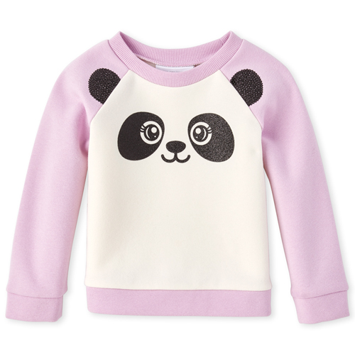 

s Baby And Toddler Glitter Panda French Terry Sweatshirt - White - The Children's Place